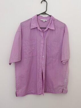 Hyfve Purple Oversized Short Sleeve Button Up Shirt